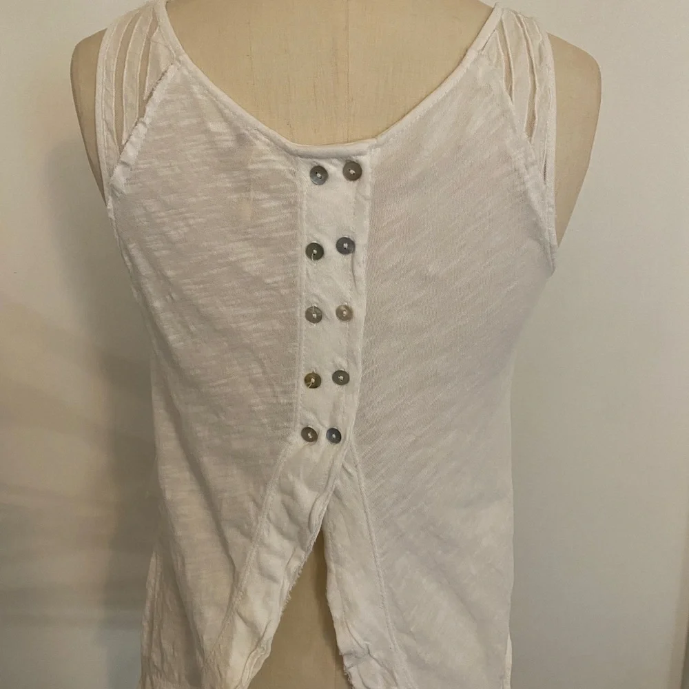 Free People white geometric sheer sleeveless top size XS - Picture 2 of 5